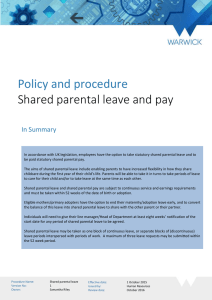 Policy and procedure Shared parental leave and pay  In Summary