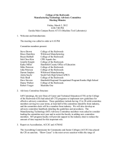 College of the Redwoods Manufacturing Technology Advisory Committee Meeting Minutes