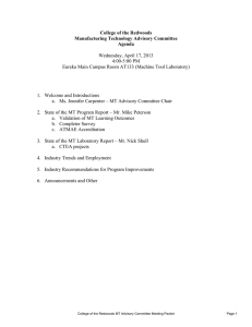 College of the Redwoods Manufacturing Technology Advisory Committee Agenda