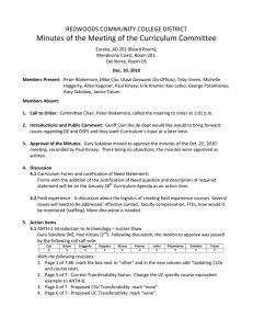 Minutes of the Meeting of the Curriculum Committee