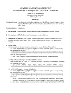 Minutes of the Meeting of the Curriculum Committee