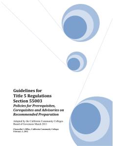 Guidelines	for Title	5	Regulations Section	55003 Policies	for	Prerequisites,