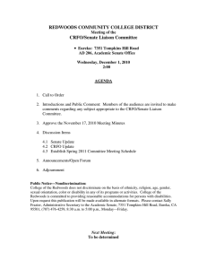 REDWOODS COMMUNITY COLLEGE DISTRICT CRFO/Senate Liaison Committee