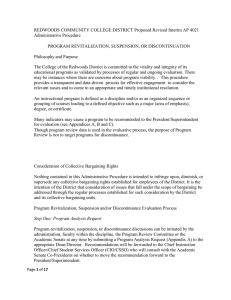 REDWOODS COMMUNITY COLLEGE DISTRICT Proposed Revised Interim AP 4021 Administrative Procedure