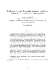 Exploiting strength, discounting weakness: combining information from multiple climate simulators