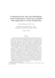 Comparing latent class and dissimilarity based clustering for mixed type variables