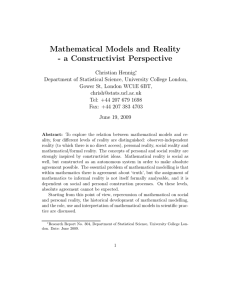 Mathematical Models and Reality - a Constructivist Perspective