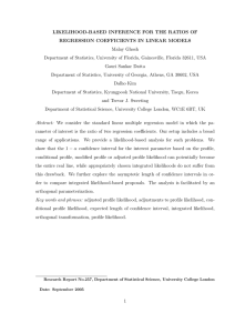 LIKELIHOOD-BASED INFERENCE FOR THE RATIOS OF REGRESSION COEFFICIENTS IN LINEAR MODELS