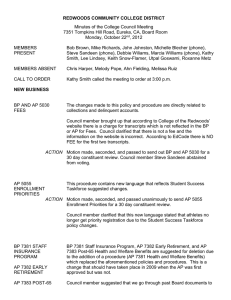 REDWOODS COMMUNITY COLLEGE DISTRICT Minutes of the College Council Meeting