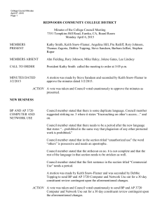 Minutes of the College Council Meeting Monday April 6, 2015