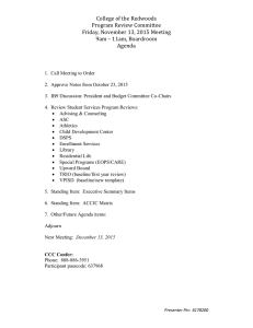 College of the Redwoods Program Review Committee Friday, November 13, 2015 Meeting