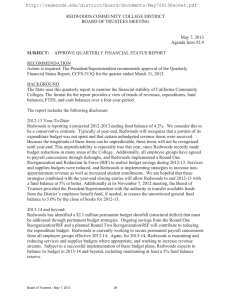 REDWOODS COMMUNITY COLLEGE DISTRICT BOARD OF TRUSTEES MEETING May 7, 2013