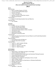 2013 Board of Trustees Agenda Calendar 2013-14