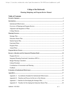 College of the Redwoods Table of Contents