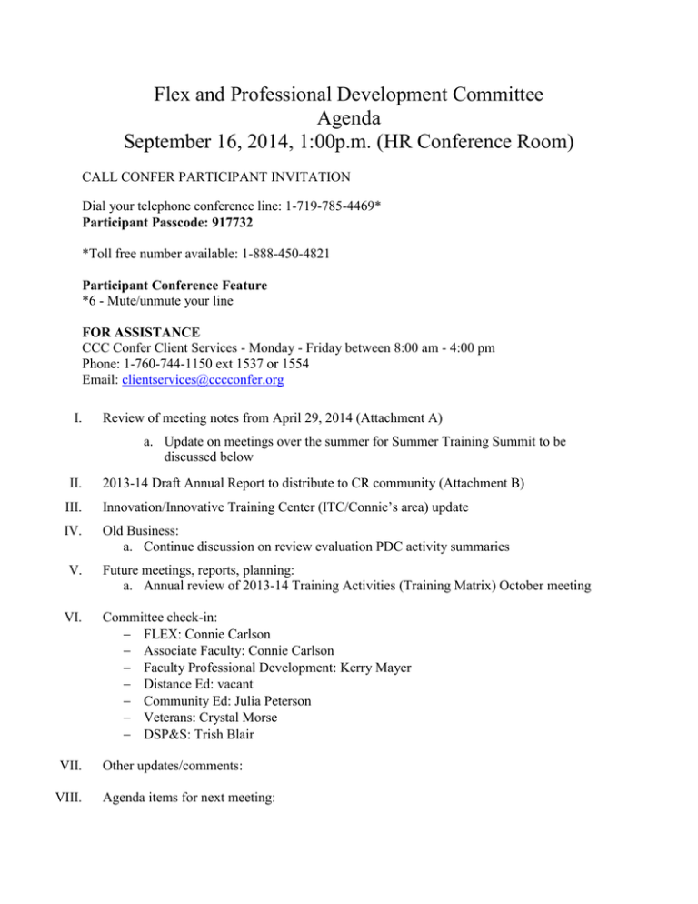 Flex and Professional Development Committee Agenda