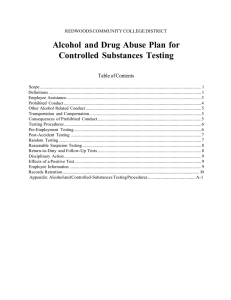 Alcohol  and Drug Abuse Plan for Table of Contents