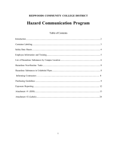 Hazard Communication  Program REDWOODS  COMMUNITY  COLLEGE DISTRICT
