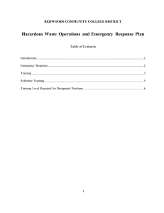 Hazardous  Waste  Operations  and Emergency  Response ... Table of Contents REDWOODS COMMUNITY COLLEGE DISTRICT