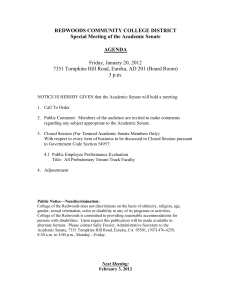 REDWOODS COMMUNITY COLLEGE DISTRICT Special Meeting of the Academic Senate AGENDA