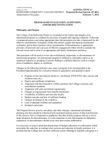 AGENDA ITEM 4.1 February 7, 2014  PROGRAM REVITALIZATION, SUSPENSION,