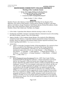 REDWOODS COMMUNITY COLLEGE DISTRICT Meeting of the Academic Senate  AGENDA ITEM 3.0