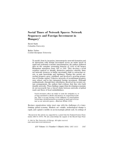 Social Times of Network Spaces: Network Sequences and Foreign Investment in Hungary