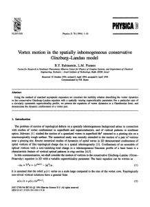 PHYSlCA Vortex motion  in  the  spatially  inhomogeneous ... Ginzburg-Landau  model B.Y.  Rubinstein,  L.M.
