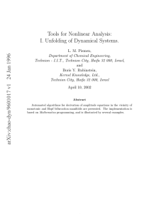 Tools for Nonlinear Analysis: I. Unfolding of Dynamical Systems.