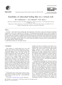 Instability of subcooled boiling ﬁlm on a vertical wall B.Y. Rubinstein