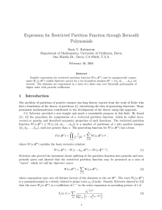 Expression for Restricted Partition Function through Bernoulli Polynomials