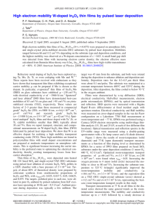 High electron mobility W-doped In O thin films by pulsed laser deposition 2