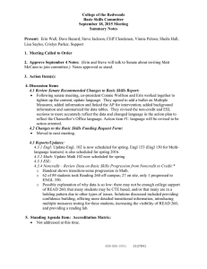 College of the Redwoods Basic Skills Committee September 18, 2015 Meeting Summary Notes