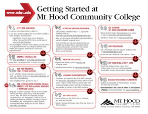 Getting Started at Mt. Hood Community College www.mhcc.edu # 1