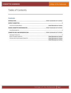 Table of Contents  COMMITTEE HANDBOOK College of the Redwoods  Contents