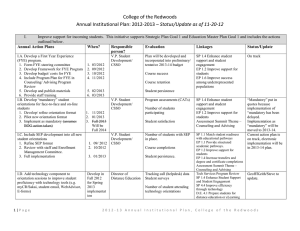 College of the Redwoods Status/Update as of 11-20-12