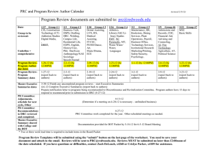 PRC and Program Review Author Calendar