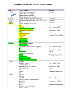 2013-14 Program Review Committee Detailed Calendar: