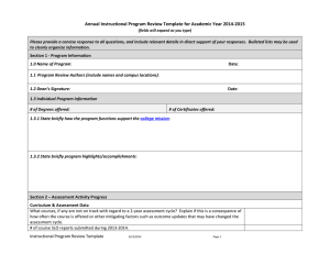 Annual Instructional Program Review Template for Academic Year 2014‐2015 
