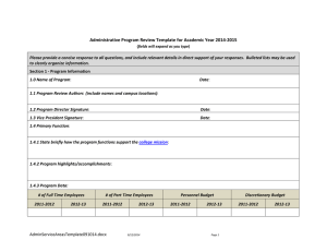Administrative Program Review Template for Academic Year 2014‐2015 