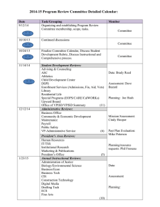 2014-15 Program Review Committee Detailed Calendar: