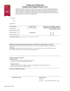 College of the Redwoods Supplemental Budget Request Form