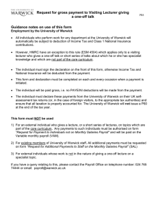 Request for gross payment to Visiting Lecturer giving a one-off talk