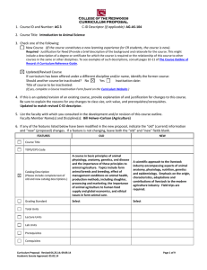 AG 3 (if applicable): Introduction to Animal Science