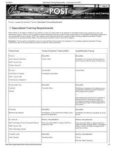 Spec~aNzed Tr&amp;ning Requirements
