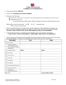 CURRICULUM PROPOSAL College of the Redwoods