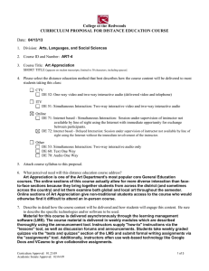 College of the Redwoods CURRICULUM PROPOSAL FOR DISTANCE EDUCATION COURSE Date: