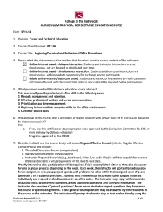 College of the Redwoods CURRICULUM PROPOSAL FOR DISTANCE EDUCATION COURSE