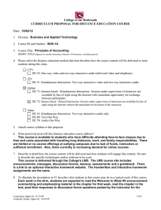 College of the Redwoods CURRICULUM PROPOSAL FOR DISTANCE EDUCATION COURSE Date: