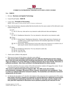 College of the Redwoods CURRICULUM PROPOSAL FOR DISTANCE EDUCATION COURSE Date: