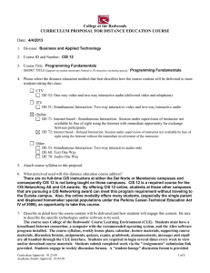 College of the Redwoods CURRICULUM PROPOSAL FOR DISTANCE EDUCATION COURSE Date: